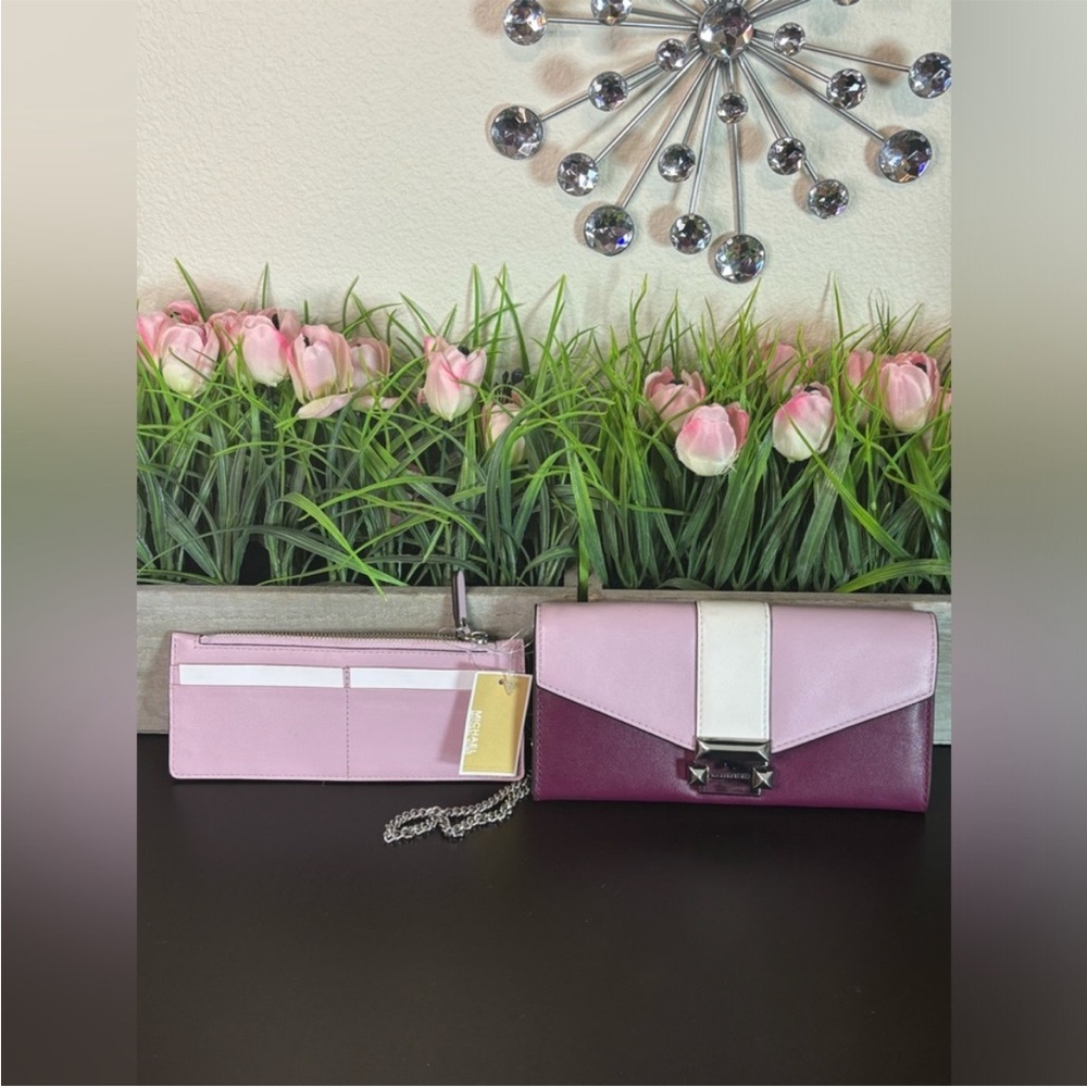 MICHAEL Michael Kors Pink, Light Pink & Plum Colorblock Wallet Set. NWT - Picture 12 of 16